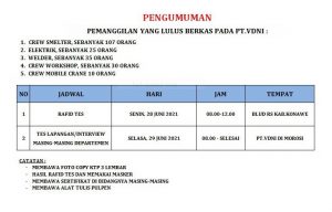 PT VDNI Memanggil CTKL Dari Lima Divisi