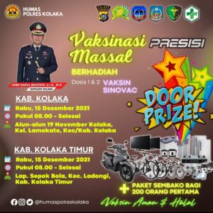 Polres Kolaka dan Pemkab Koltim Bakal Gelar Vaksinasi Massal, Berhadiah Doorprize