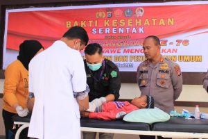 Sambut HUT Bhayangkara ke-76, Polres Konawe Gelar Bakti Kesehatan