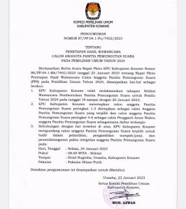 KPU Konawe Umumkan 1044 LULUS Menjadi Anggota PPS, Cek Nama Anda Disini