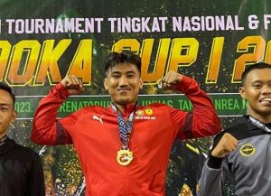 Anggota Polres Konawe Raih Medali Emas Kejuaraan Shindoka Cup Nasional Open